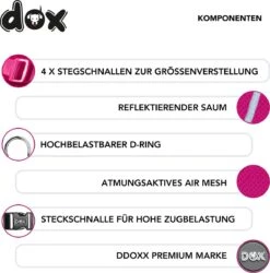 DDOXX Hondenharnas, Reflecterend, Verstelbaar, Breakaway | Borstharnas Voor Klein, Middelgroot | Hondenharnas Hond Kat Puppy Auto | Kattenharnas Puppy Harnas | Roze Roze, S -Katten En Honden Verkoop Winkel 1184x1200