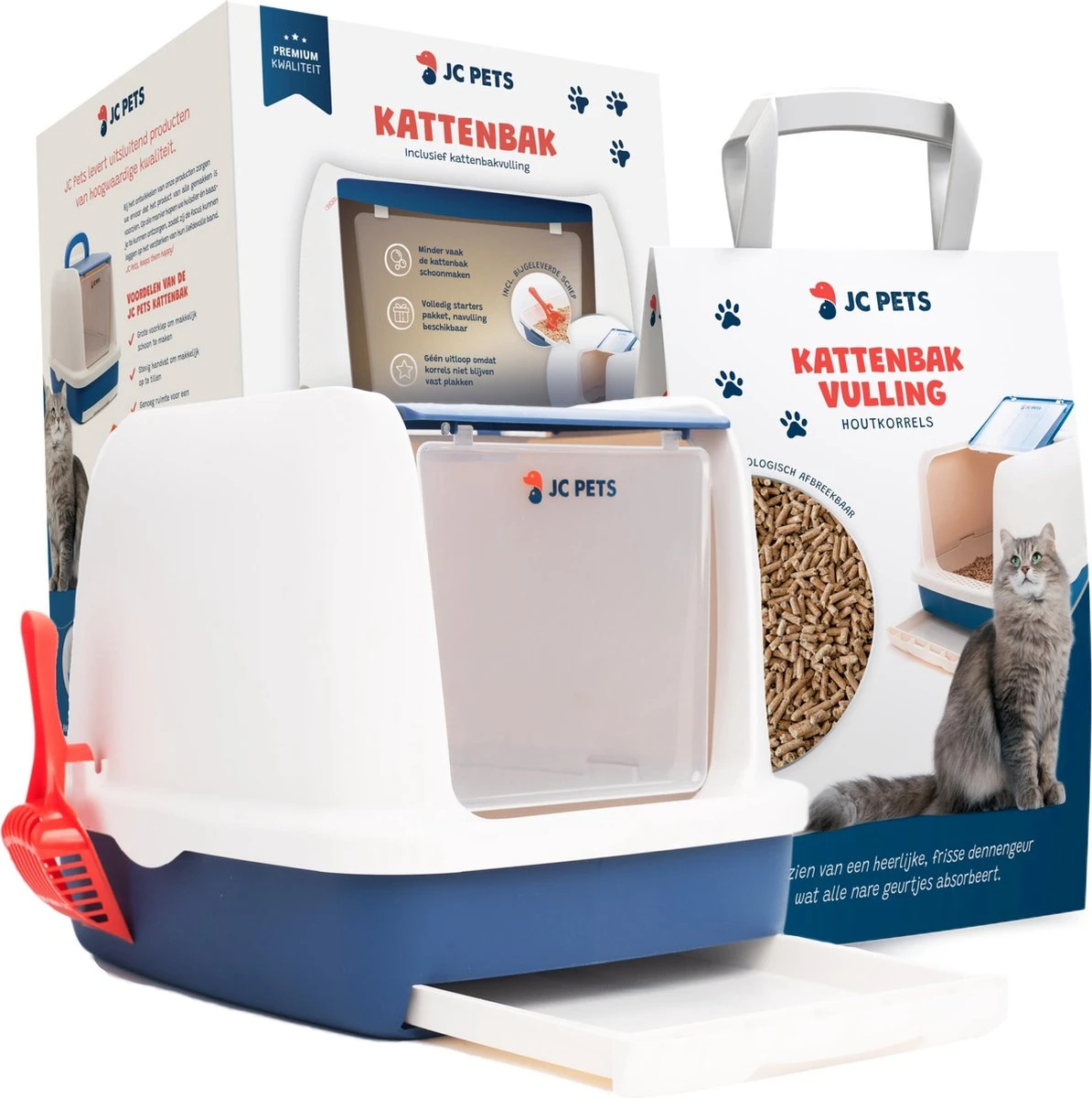 JC Pets Premium Kattenbak Systeem - Inclusief 2.5KG / 4L Kattenbakvulling - Zelfreinigend 1 JC Pets Premium Kattenbak Systeem - Inclusief 2.5KG / 4L Kattenbakvulling - Zelfreinigend