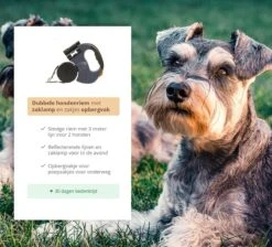 Dubbele Honden Riem – Leiband Hond – Hondenlijn – Looplijn Hond – 2 Honden – 3 Meter – Tot 12kg Per Hond – Reflecterende Lijnen – Met Zaklamp – 360° Draaien – Verstelbaar - Zwart -Katten En Honden Verkoop Winkel 1200x1087 1