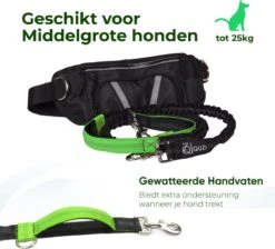 Canicross Looplijn Hond Met Heupriem Voor Hardlopen - Elastische Handsfree Hondenriem - Honden Trainingslijn - 150/200cm - Groen -Katten En Honden Verkoop Winkel 1200x1089