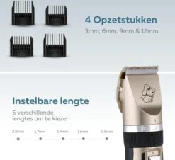 BYER Professionele Dieren Tondeuse Set - Voor Huisdieren Katten & Honden - Draadloos - Oplaadbare Pet Trimmer - Dog Tondeuze Clipper - 5 Standen & Vier Opzetkammen - Low Noise -Katten En Honden Verkoop Winkel 1200x1096 3