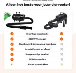 Captain Pup's Professionele Hondenföhn Met 4 Opzetstukken - Bijgeleverde Hondenborstel - Waterblazer Voor Honden - Zwart -Katten En Honden Verkoop Winkel 1200x1153 1