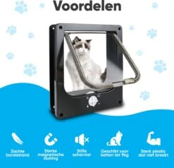 BFreshPets Kattenluik + Massageborstel - Met Tunnel - 4 Vergrendelingsstanden - Weersbestendig - Maat L - Zwart - 27 X 24 Cm -Katten En Honden Verkoop Winkel 1200x1156 4