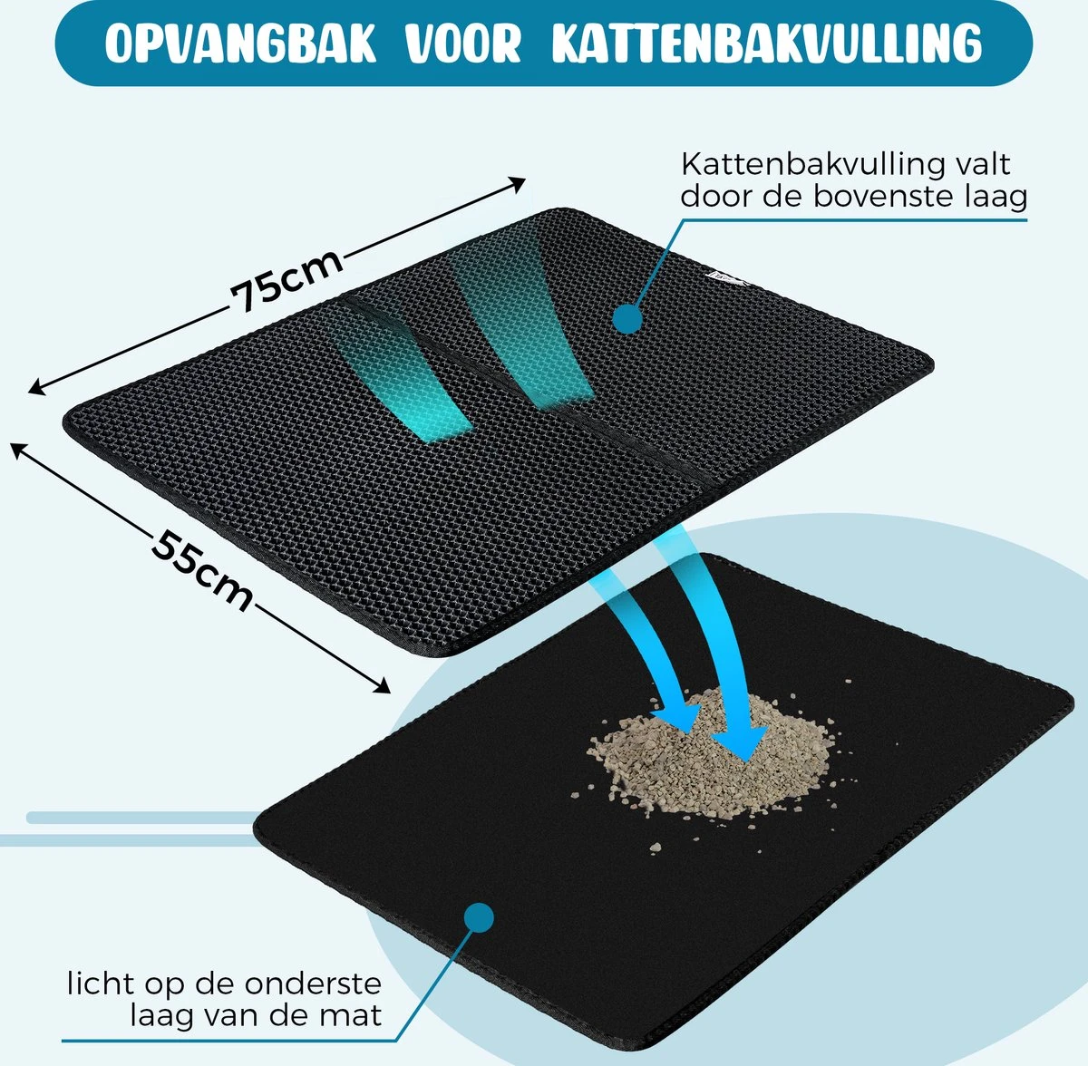 Merkloos Tastelio XXL Kattenbakmat 75x55cm - Groot Kattenbak Mat Met Innovatieve Honingraatstructuur - Dubbele Waterdichte Laag - Katten Bak Mat Met Eenvoudige Reiniging Grit Opvanger 7 Merkloos Tastelio XXL Kattenbakmat 75x55cm - Groot Kattenbak Mat Met Innovatieve Honingraatstructuur - Dubbele Waterdichte Laag - Katten Bak Mat Met Eenvoudige Reiniging Grit Opvanger - Afbeelding 7