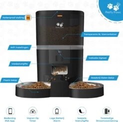 Pretty Paws QQ003 - Wifi Voermachine - Dubbele Voerbakjes - Zwart - Kat - 6L -Katten En Honden Verkoop Winkel 1200x1188