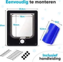 BFreshPets Kattenluik + Massageborstel - Met Tunnel - 4 Vergrendelingsstanden - Weersbestendig - Maat L - Zwart - 27 X 24 Cm -Katten En Honden Verkoop Winkel 1200x1189 4