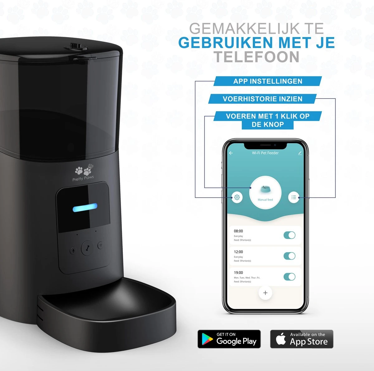 Pretty Paws PP005 Wifi Voerautomaat Zwart - Automatische Voerbak - Slimme Voerautomaat Met App - Instelbaar Voedingsschema - WIFI 2 Pretty Paws PP005 Wifi Voerautomaat Zwart - Automatische Voerbak - Slimme Voerautomaat Met App - Instelbaar Voedingsschema - WIFI - Afbeelding 2