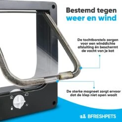 BFreshPets Kattenluik + Massageborstel - Met Tunnel - 4 Vergrendelingsstanden - Weersbestendig - Maat L - Zwart - 27 X 24 Cm -Katten En Honden Verkoop Winkel 1200x1193 1