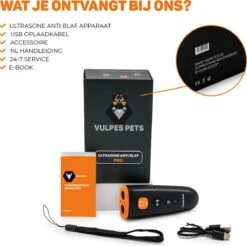 Vulpes Pets® Ultrasone Anti Blaf Apparaat – 3-in-1 Anti Blaf Apparaat Pro - Diervriendelijk & Zonder Schok - Alternatief Anti Blafband - Voor Kleine & Grote Honden - Audio - Flashlight - USB-Oplaadbaar -Katten En Honden Verkoop Winkel 1200x1195