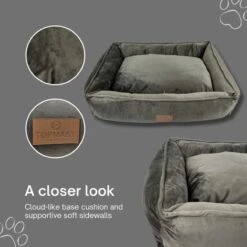 Topmast Soft Velours - Hondenmand - 75 X 58 Cm - L - Grijs - Hondenbed - Hondenkussen - Luxe Hondenmanden - Machinewasbaar Binnenkussen -Katten En Honden Verkoop Winkel 1200x1200 141