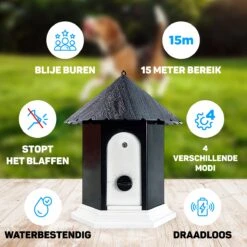 Vulpes Pets® Anti Blaf Apparaat Pro - Anti Blafband Voor Alle Honden - Luxe Hondentrainer - Diervriendelijk & Zonder Schok - Inclusief 9V Batterij - Waterbestendig - Ophangbaar - Instelbare Ultrasone Niveauregeling - 4 Standen -Katten En Honden Verkoop Winkel 1200x1200 285