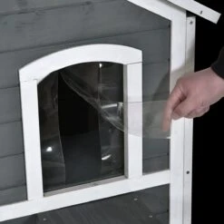 PawHut Kattenhuis Voor Buiten Kattenhut Met 2 Verdiepingen Kattenvilla, Asfaltdak, Massief Hout Grijs D30-236 13 PawHut Kattenhuis Voor Buiten Kattenhut Met 2 Verdiepingen Kattenvilla, Asfaltdak, Massief Hout Grijs D30-236 -Katten En Honden Verkoop Winkel 1200x1200 456