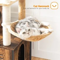 Signature Home Lola Krabpaal Met Kattenbak - Kattenbak Hangmat Mand Katten Huis - Kattenhuis Met Deur En Slot - Krabpalen Katten Huis - Kattenbakmeubel Verborgen - Alles-in-één Kattenspeelgoed Met Kattenhuis - Bruin - 70cm X 132cm X 48cm -Katten En Honden Verkoop Winkel 1200x1200 465