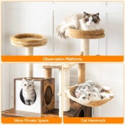 Signature Home Lola Krabpaal Met Kattenbak - Kattenbak Hangmat Mand Katten Huis - Kattenhuis Met Deur En Slot - Krabpalen Katten Huis - Kattenbakmeubel Verborgen - Alles-in-één Kattenspeelgoed Met Kattenhuis - Bruin - 70cm X 132cm X 48cm -Katten En Honden Verkoop Winkel 1200x1200 469