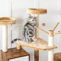 Signature Home Lola Krabpaal Met Kattenbak - Kattenbak Hangmat Mand Katten Huis - Kattenhuis Met Deur En Slot - Krabpalen Katten Huis - Kattenbakmeubel Verborgen - Alles-in-één Kattenspeelgoed Met Kattenhuis - Bruin - 70cm X 132cm X 48cm -Katten En Honden Verkoop Winkel 1200x1200 473
