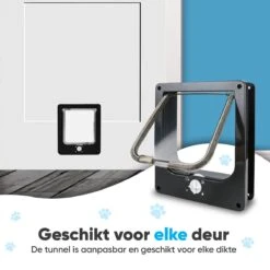 BFreshPets Kattenluik + Massageborstel - Met Tunnel - 4 Vergrendelingsstanden - Weersbestendig - Maat L - Zwart - 27 X 24 Cm -Katten En Honden Verkoop Winkel 1200x1200 529