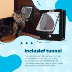 Skipoo Kattenluik Met Tunnel - Weerbestendig - Grote Kat - 4 Vergrendelingsstanden - Zwart -Katten En Honden Verkoop Winkel 1200x1200 549