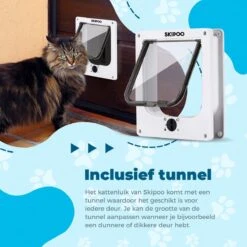 Skipoo Kattenluik Met Tunnel - Weerbestendig - Grote Kat - 4 Vergrendelingsstanden - Wit -Katten En Honden Verkoop Winkel 1200x1200 564