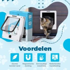 Skipoo Kattenluik Met Tunnel - Weerbestendig - Grote Kat - 4 Vergrendelingsstanden - Wit -Katten En Honden Verkoop Winkel 1200x1200 565