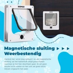 Skipoo Kattenluik Met Tunnel - Weerbestendig - Grote Kat - 4 Vergrendelingsstanden - Wit -Katten En Honden Verkoop Winkel 1200x1200 567