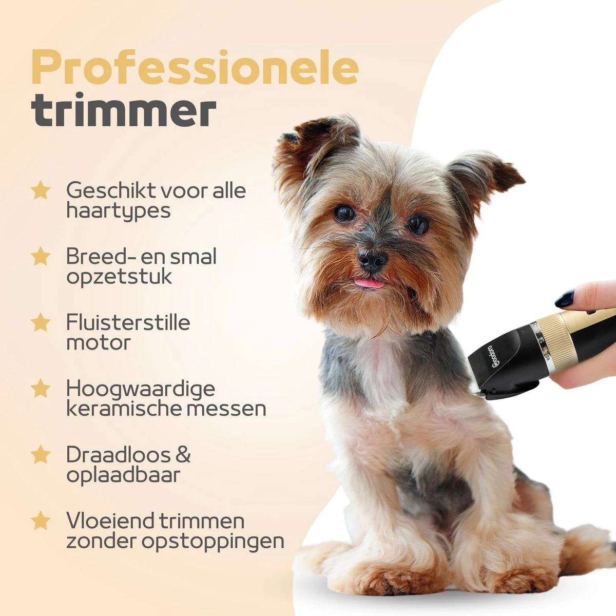 Woodoro Professionele 2-in-1 Hondentondeuse Voor Dikke Vacht – Draadloze Honden Tondeuse & Hondentrimmer – Stille Tondeuse Katten & Honden Trimset 3 Woodoro Professionele 2-in-1 Hondentondeuse Voor Dikke Vacht – Draadloze Honden Tondeuse & Hondentrimmer – Stille Tondeuse Katten & Honden Trimset - Afbeelding 3