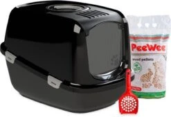 PeeWee Kattenbak XXL EcoDome Startpakket - Zwart - 66,5 X 48,5 X 46,5 Cm -Katten En Honden Verkoop Winkel 1200x820