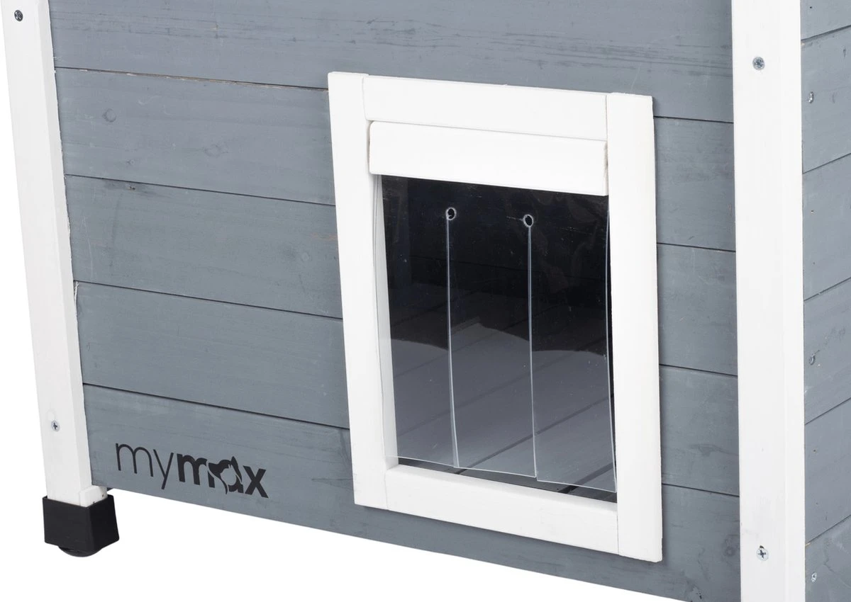 MyMax Kattenhuis - Hout - Openslaand Bitumen Dak - Kattenhuis Voor Buiten - Kattenhok - Kattenhuisje Hout - Grijs - 57*45*43CM 5 MyMax Kattenhuis - Hout - Openslaand Bitumen Dak - Kattenhuis Voor Buiten - Kattenhok - Kattenhuisje Hout - Grijs - 57*45*43CM - Afbeelding 5