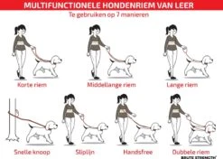 Multifunctionele Hondenriem - 220cm - Bruin - Leren Hondenriem - 100% Volnerfleer - Hondenriem Leer - Leiband Hond -Katten En Honden Verkoop Winkel 1200x853